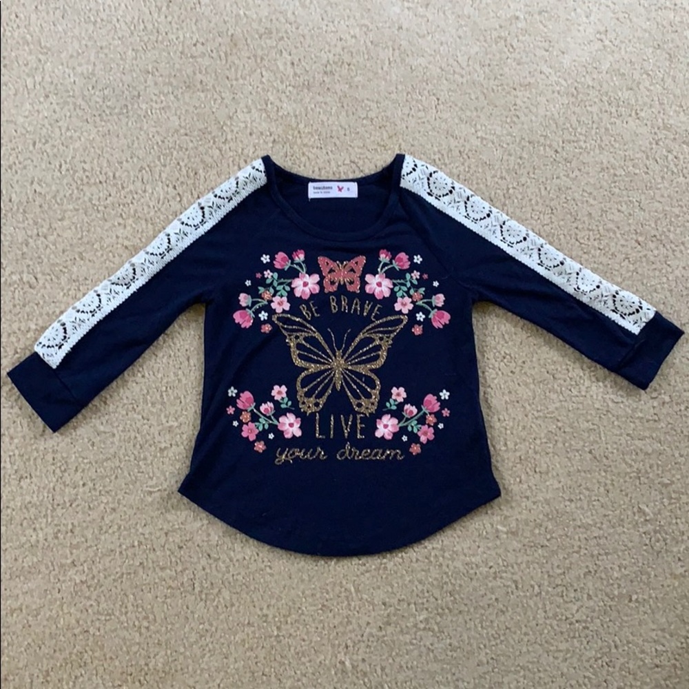 Girls Size 5 Navy Blue Long Sleeve Shirt
